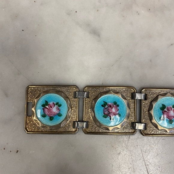 vintage sterling silver floral flower bracelet - Picture 5 of 6